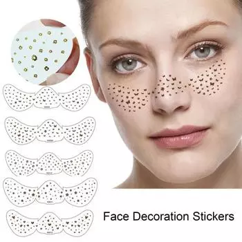 10 шт. наклейки с веснушками, водостойкие патчи для макияжа лица, вечеринки, легко наносить, сверкающий набор наклеек для татуировки лица, милые блестки Sets