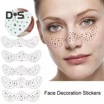 10 шт. наклейки с веснушками, водостойкие патчи для макияжа лица, вечеринки, легко наносить, сверкающий набор наклеек для татуировки лица, милые блестки Sets