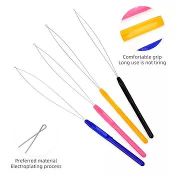 10 шт. наращивание волос петля игла вытягивающий крючок инструмент игла нитевдеватель петля инструмент для силиконовых микролинковых бусин красный