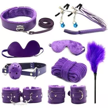 10 шт., наручники из искусственной кожи, ремешок для ног, кнут, веревочный воротник, набор секс-игрушек для БДСМ