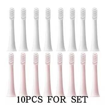 10 шт. насадки для щеток для XIAOMI T100 с мягкой щетиной DuPont, вакуумные насадки, сменные насадки для электрической зубной щетки белый