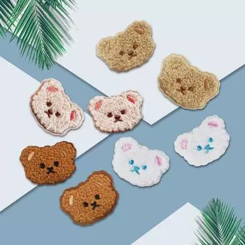 10 шт. нашивок с вышивкой в виде медведя, вышитое полотенце, шерстяная вышитая нашивка на куртку с изображением медведя бежевый