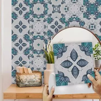 10 шт., настенная наклейка на плитку в богемном стиле, кухонный фартук, стол, ванная комната, домашний декор, пилинг и; Наклейки на стены с матовой поверхностью 10cmX10cmX10pcs