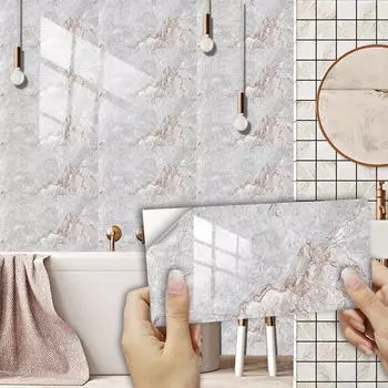 10 шт., настенная плитка с рисунком серого мрамора и кирпича, кухонный фартук, маслостойкая водонепроницаемая самоклеящаяся художественная наклейка на стену для ванной комнаты 15cmX30cmX10pcs
