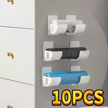 10 шт., настенное крепление для кухни, ванной, пластиковый полиэтиленовый мешок для мусора, держатель для рулонов, диспенсер для свежести, стеллаж для хранения пленки в рулонах для шкафа 2 sets (1 pairs) белый