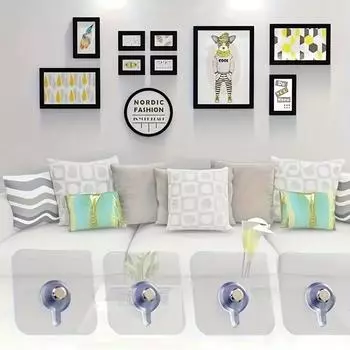 10 шт. настенных крючков без дырокола, прочные самоклеящиеся настенные крючки для подвешивания картин и рамок для домашнего декора и организации