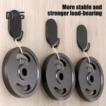 10 шт. настенных крючков, не требующих сверления, отличная липкость, органайзер для прачечной, 11 фунтов, несущие клейкие вешалки для кухни, ванной, спальни 10 pcs черный белый