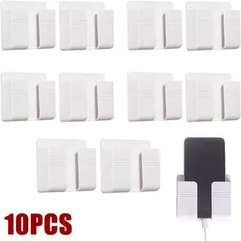 10 шт. настенный держатель для телефона, белый, без перфорации, настенная подставка для зарядки мобильных телефонов, ленивая липкая коробка для хранения пульта дистанционного управления