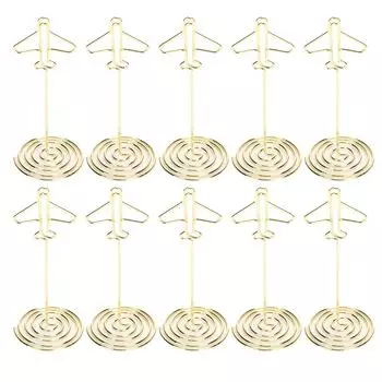 10 шт. настольный держатель для визиток с надписью «Зажим для сообщений» из металла и золота с подставкой для самолета
