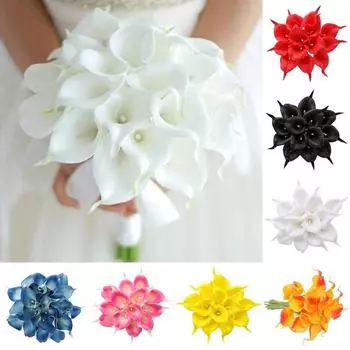 10 шт., настоящие сенсорные Каллы, искусственные цветы, букет Каллы для свадьбы, свадебный домашний цветок, украшение белый