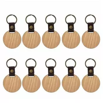 10 шт. настраиваемый деревянный брелок персонализированный круглый/прямоугольный брелок деревянный брелок из искусственной кожи ювелирные изделия для друга