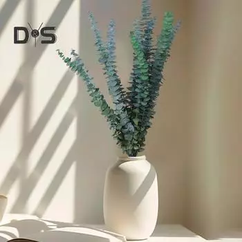 10 шт., натуральные листья эвкалипта, ветка, неувядающие многоразовые зеленые растения, цветочная композиция, домашняя ваза, украшение, реквизит для фотографий зелёный