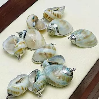 10 шт., Натуральные раковины улиток, подвески-шармы с серебристым краем из цинкового сплава для DIY аксессуаров для ожерелий, креативное изготовление ювелирных изделий, женские мужские подарочные поделки оптом 10Pcs/18-2225-32mm