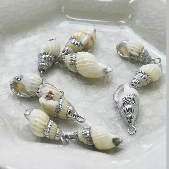 10 шт., Натуральные раковины улиток, подвески-шармы с серебристым краем из цинкового сплава для DIY аксессуаров для ожерелий, креативное изготовление ювелирных изделий, женские мужские подарочные поделки оптом 10Pcs/8-1221-25mm