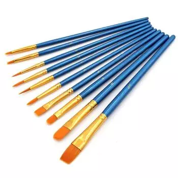 10 шт. нейлоновые щетинки для акварели и гуаши, разные формы, художественные принадлежности