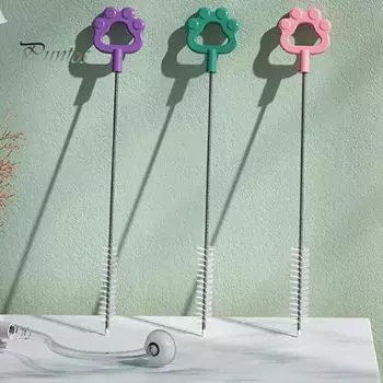 10 шт. нейлоновые щетки для чистки соломинок, эффективная чистка, мягкая щетина, многоразовая соломенная щетка из нержавеющей стали розовый