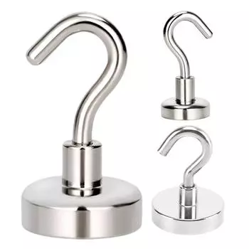10 шт. неодимовых магнитных крючков, настенных, сверхпрочных, металлических, сильных магнитных крючков для внутреннего и наружного использования, холодильника, кухни