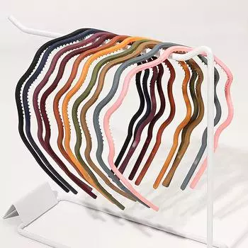 10 шт. нескользящие зубчатые разноцветные повязки для волос прессованные мытье волос аксессуары для волос для женщин и девочек тонкие густые волосы Size fits all