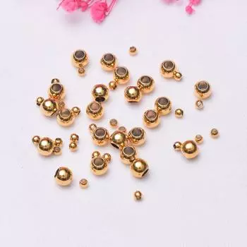 10 шт. невыцветающая 24-каратная вакуумная золотая бусина-разделитель гладкая поверхность сквозное отверстие сплошная медная бусина браслет аксессуары для браслета своими руками бисерные аксессуары 2.5mm outer diameter