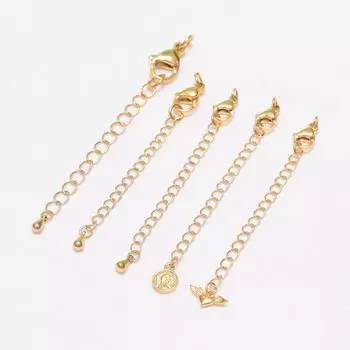 10 шт. Невыцветающая цепочка из вакуумного золота 24 карат с пряжкой-лобстером, удлинительная цепь для браслета своими руками, ожерелье с конечной пряжкой, цепочка с каплей воды