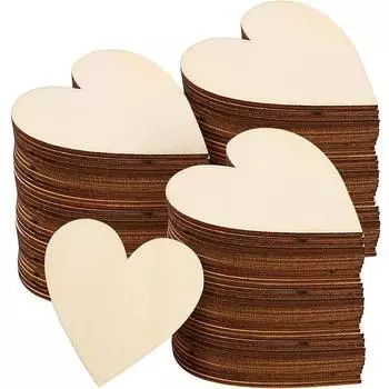 10 шт. незавершенные пустые деревянные детали в форме сердца 4 x 4 дюйма (около 10 х 10 см) Кусочки натурального дерева, вырезанные для поделок своими руками (Heart Shaped) светло-желтого
