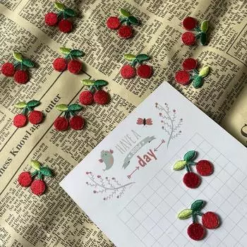 10 шт. нежные мини-нашивки в виде вишен, вышитые наклейки, термонаклейки для аппликации на одежду, аксессуары для сережек своими руками