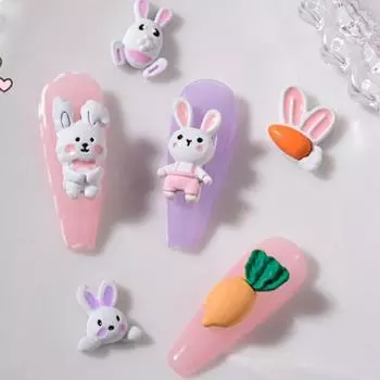 10 шт. нежные съемные невыцветающие украшения для маникюра в стиле мультяшного кролика украшения для ногтей подарок для салона G