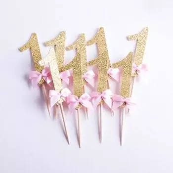 10 шт. номер 1 галстук-бабочка для торта, свадебный детский душ, украшение для дня рождения синий/серебряный