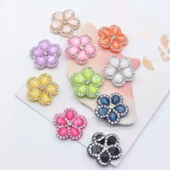 10 шт. новая цветочная аппликация со стразами для рукоделия, декоративные нашивки, аксессуары для скрапбукинга ручной работы разноцветный