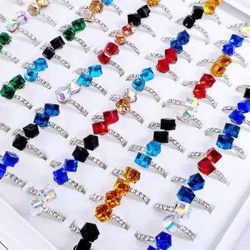 10 шт. новая мода квадратное трехмерное хрустальное стекло ювелирное кольцо для рук кольцо с бриллиантом на указательный палец