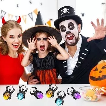 10 шт. новинка, пластиковые драгоценные камни, паук, кольцо, игрушки для детей, сувениры на вечеринку в честь Хэллоуина, наполнители для пиньяты onesize