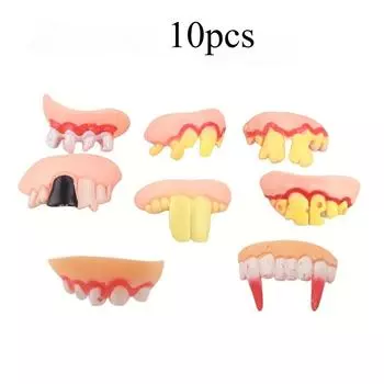 10 шт. новинка в виде шуточных зубных протезов - разноцветные пластиковые забавные зубные протезы для Дня смеха и реквизита на Хэллоуин 10pcs