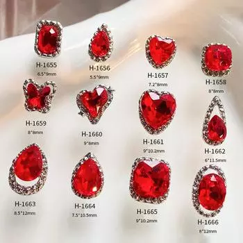 10 шт. новогоднее украшение для ногтей красный маникюр алмаз блестящий стразы разные стили хрустальные подвески для ногтей сделай сам 6