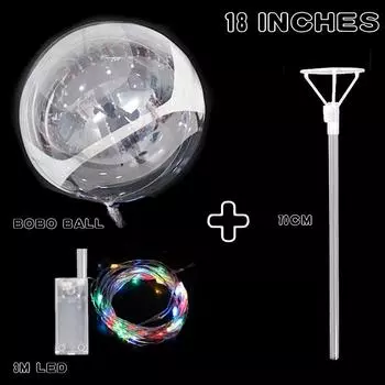 10 шт., новогодние прозрачные светодиодные воздушные шары BoBo, светящиеся воздушные шары со световой ниткой и палочками для декора свадебной вечеринки 10Pcs Blue