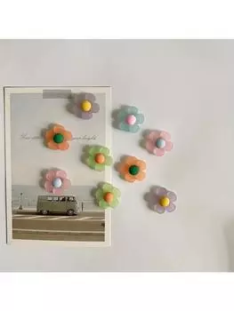 10 шт. Новые матовые цветные цветы из смолы Магнит на холодильник для заметок Фиксированный магнит