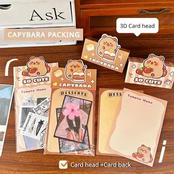 10 шт. новые тенденции, милый мультяшный капибара, 3D-карта, голова карты, задняя часть Kpop, 3 дюйма, фотокарта, сделай сам, упаковочные материалы, Kawaii, подарочная упаковка