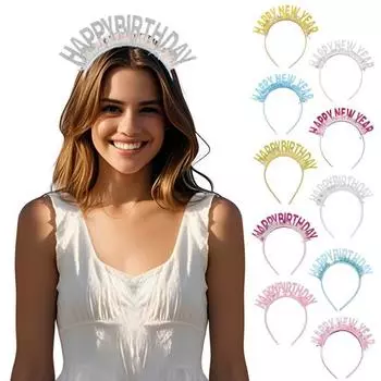 10 шт. обруч для волос с новым годом, днем рождения, тематическая повязка на голову с блестками для взрослых и детей, универсальные аксессуары для волос для вечеринок розы красного