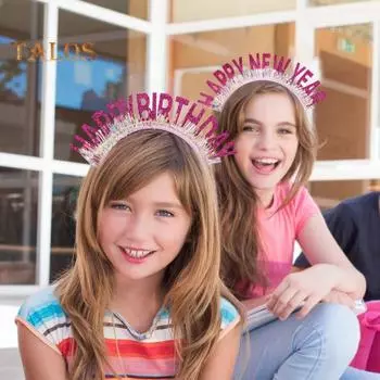 10 шт. обруч для волос с новым годом, днем рождения, тематическая повязка на голову с блестками для взрослых и детей, универсальные аксессуары для волос для вечеринок серебряный