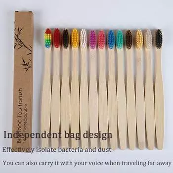 10 шт. одиночная бамбуковая зубная щетка в новой стильной обертке из воловьей кожи для детей натуральная и экологически чистая бамбуковая зубная щетка