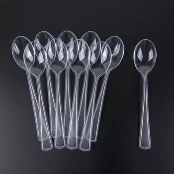 10 шт. одноразовой посуды, набор пластиковых столовых приборов, прозрачная столовая ложка, столовый нож для вечеринки, дня рождения, свадьбы B
