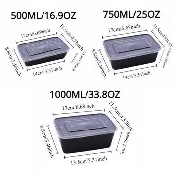 10 шт одноразовый контейнер для еды черный коробка на вынос с крышкой для сэндвичей фруктовых салатов кухонный холодильник штабелируемый ящик для хранения 10PCS