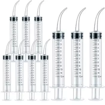 10 шт. одноразовый стоматологический ирригационный шприц с изогнутым наконечником 12CC для использования стоматологом стоматологический расходный материал прозрачный