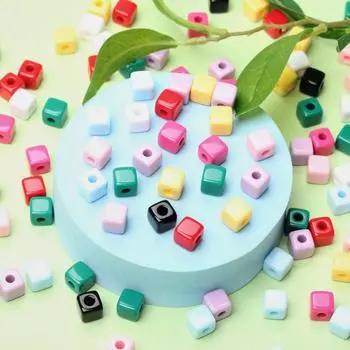 10 шт. однотонные 10 мм акриловые квадратные бусины Macaron цветовая схема бисерные материалы для самодельных украшений ручной работы about 10mm чёрный