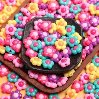 10 шт., однотонные акриловые цветочные бусины, креативные подвески, модные ювелирные аксессуары для изготовления браслетов и ожерелий розовый