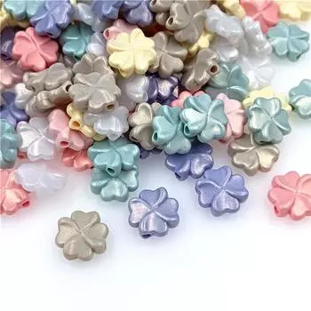 10 шт., однотонные акриловые макароны с четырьмя листьями травы, свободные бусины, подвески для изготовления ожерелья, браслета темно-розовый