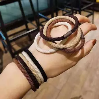 10 шт. однотонные толстые высокоэластичные резинки для волос для женщин и девочек, эластичные резинки для волос, аксессуары для волос