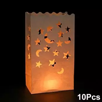 10 шт. огнестойкие мешочки для свечей для вечеринок, полые, на Хэллоуин, белый, на День святого Валентина, доступно несколько вариантов