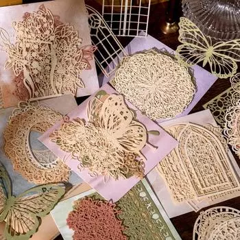 10 шт., оконный цветок, круг, кружевной материал, бумага, ненужный журнал, планировщик, скрапбукинг, винтажная декоративная бабочка, сделай сам, крафт-бумага ZH