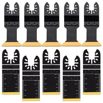 10 шт. осциллирующих пильных полотен, биметаллические титановые многофункциональные полотна, быстросъемные многофункциональные лезвия, резка дерева, металла, деревообработка Multipurpose Cutting