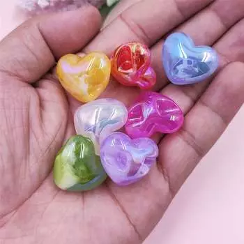 10 шт., ослепительные УФ-бусины с задним отверстием в виде персикового сердца, трехмерные ювелирные аксессуары, серьги «сделай сам», модное ожерелье, браслет, материалы ручной работы разноцветный
